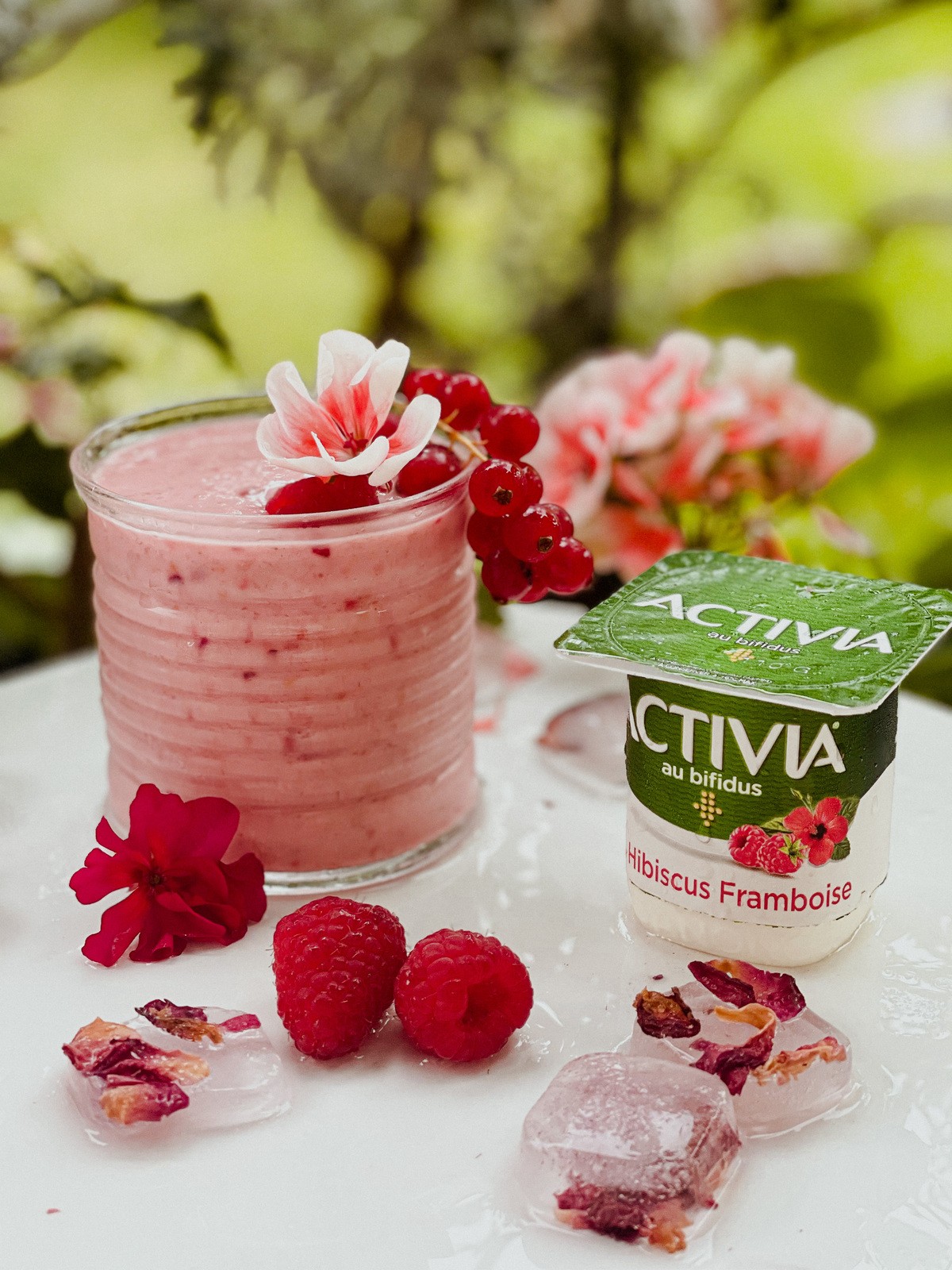 activia hibiscus framboise et smoothie framboise